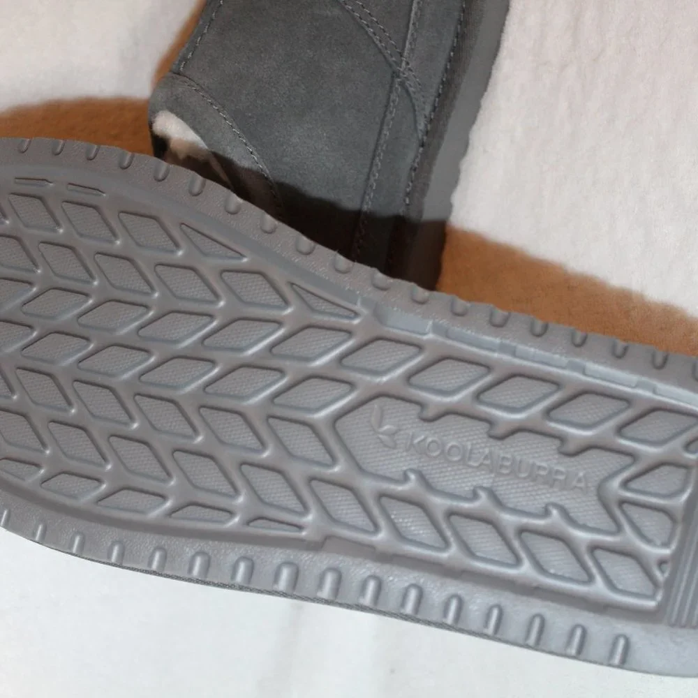 NIB UGG KOOLABURRA MEN'S SUEDE‎ FUR SLIPPERS GRAY